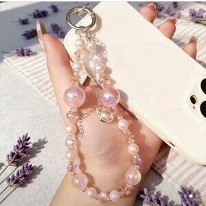 Elegant Pink Beaded Phone Case Charm